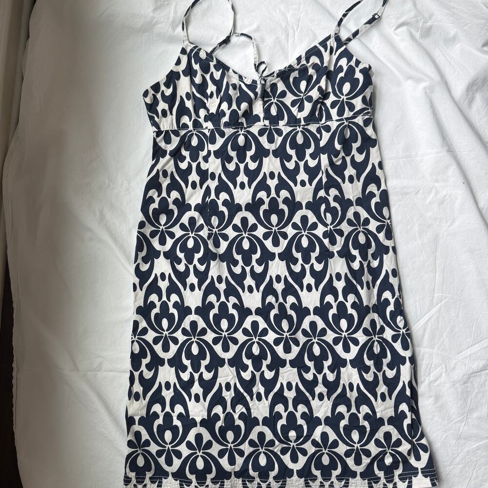 Vintage Tommy Hilfiger Floral Dress Blue White Y2K Coastal Size 12